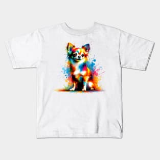 Vibrant Abstract Chihuahua Color Splash Art Portrait Kids T-Shirt